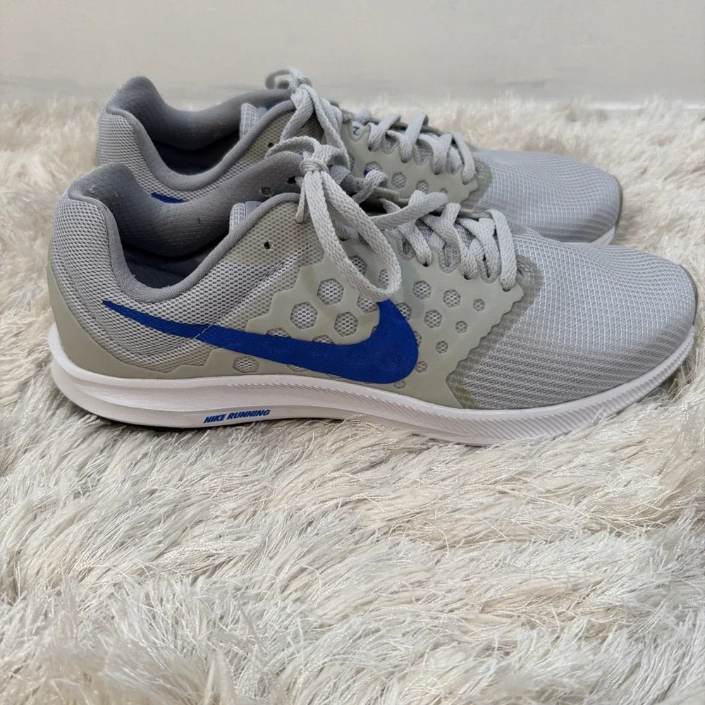Nike‎ Downshifter 7 Running Shoe Pure Platinum Medium Blue Wolf Grey Size 10